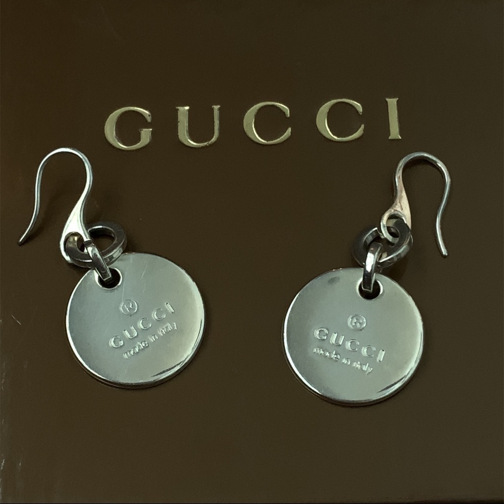 Gucci Sterling Silver Round Drop Earrings